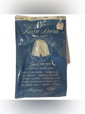 Vtg Beau Dura Cuff Panty Pink Rayon Granny Panties Size L XL NOS Montgomery Ward